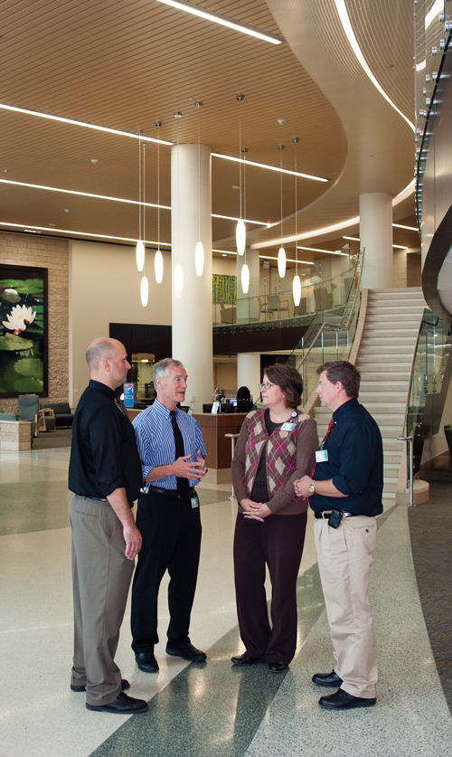 Jeff Rich, executive director, GL Envision, LLC.; Jeffrey Thompson, MD, CEO, Gundersen Health System; Kari Houser, director of Construction and Project Management, Gundersen Health System; Alan Eber, manager, Gundersen Facilities Operation, Gundersen Health System.